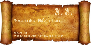 Mocsinka Márton névjegykártya