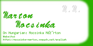 marton mocsinka business card